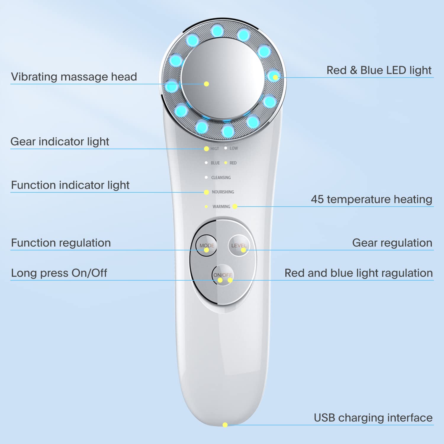 Facial Massager, Skin Care Tools 7 in 1 High Frequency Facial Machine, Skin Care Galvanic Facial Machine - Image 6